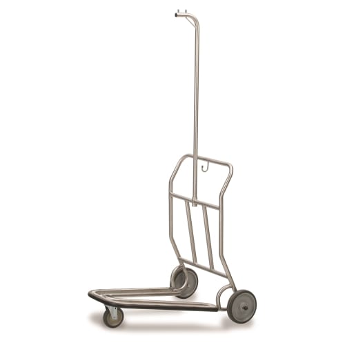 Forbes Self Service Luggage Cart with Hanger Bar, 25.5Wx37Lx68H, Brushed Stainless Steel